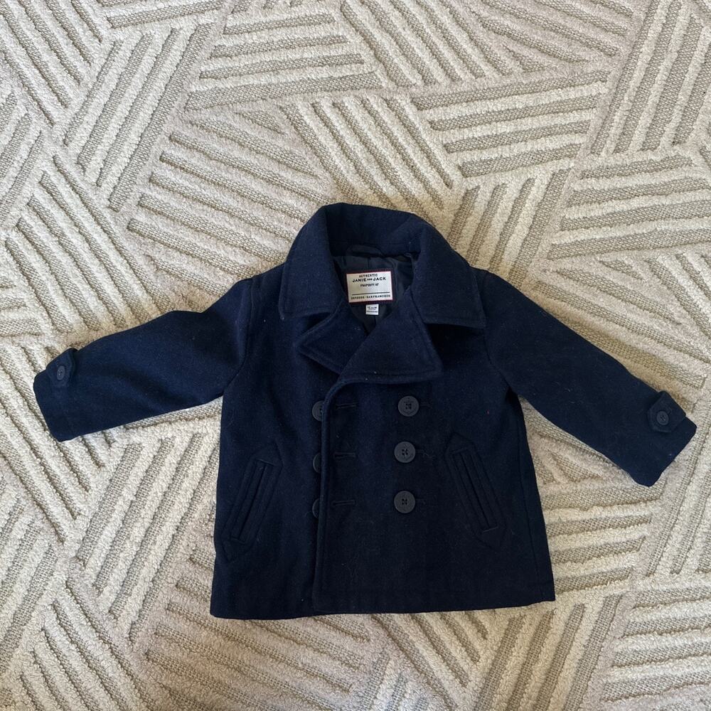 Janie And Jack The Wool Holiday Pea Coat Baby Boy 18-24 mo Navy Preppy Classic